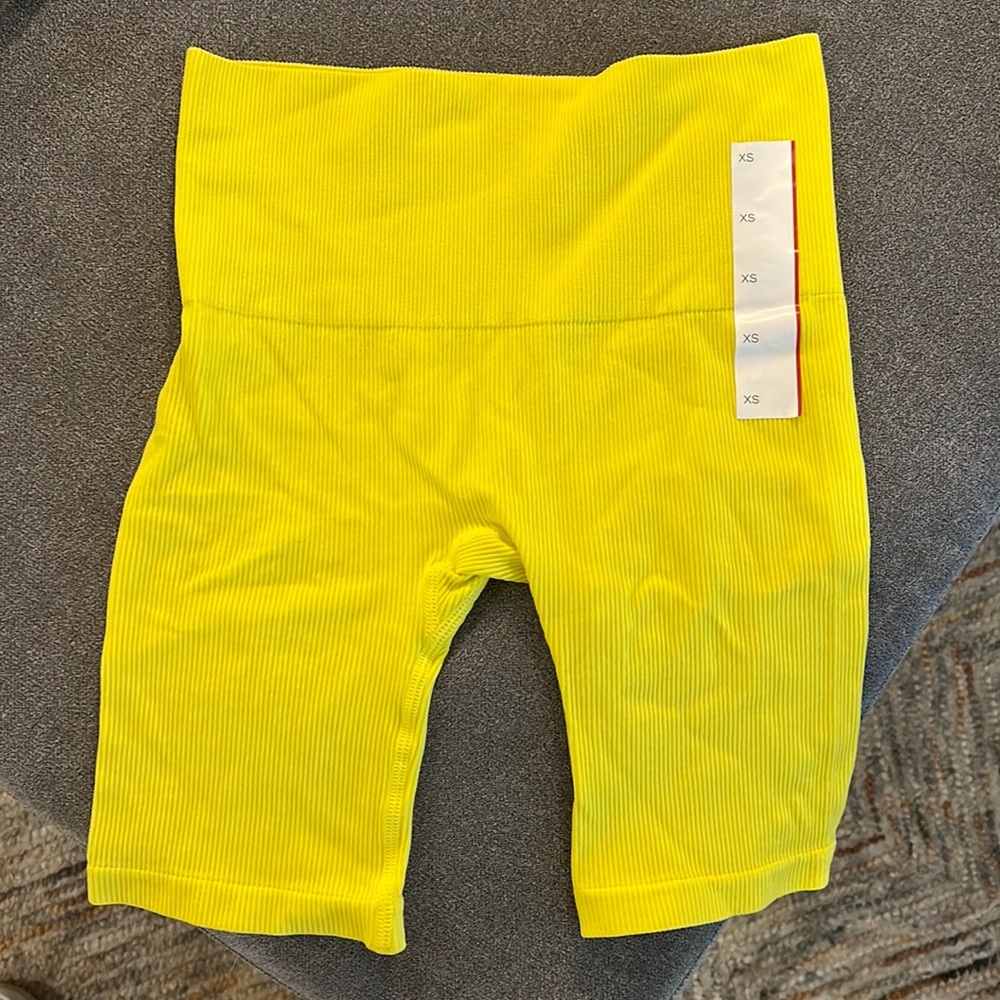 New neon yellow biker shorts